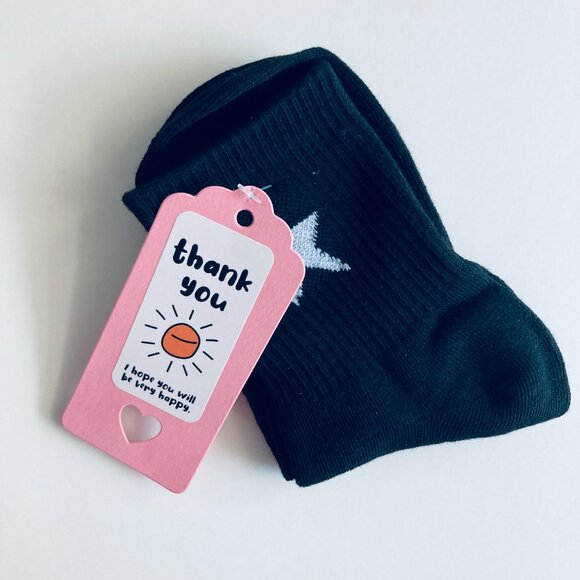 🍒 5/$25 🍒 Black Crew Socks with White Star - Picture 2 of 2